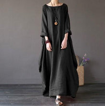 Load image into Gallery viewer, Loose T-neck Middle Sleeve Long Dress for European and American Ladies