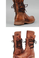 Load image into Gallery viewer, Winter Low Square Heel Rivet Knight Mid Boots
