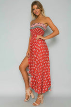 Load image into Gallery viewer, Red Floral Summer Sexy Off Shoulder Strapless Elastic Long Dress