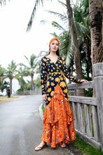 Load image into Gallery viewer, V-Neck Print Slim Fit Bohemian Long Dress