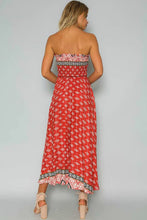 Load image into Gallery viewer, Red Floral Summer Sexy Off Shoulder Strapless Elastic Long Dress