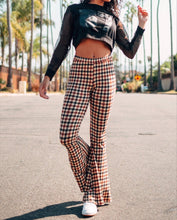 Load image into Gallery viewer, Autumn And Winter Lattice Leisure Micro Bell-bottom Trousers