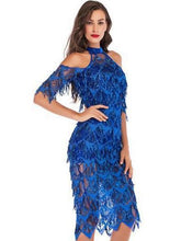 Load image into Gallery viewer, Sexy slim sequined tassel dress