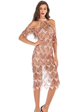 Load image into Gallery viewer, Sexy slim sequined tassel dress
