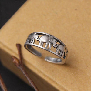 Van Gogh original Thai silver retro S925 sterling silver opening three small elephant ring female auspicious transport old ring