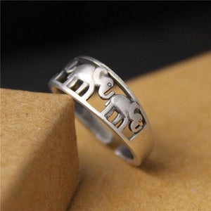 Van Gogh original Thai silver retro S925 sterling silver opening three small elephant ring female auspicious transport old ring