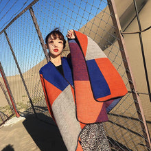 Load image into Gallery viewer, Oversized Thickening Winter Color Block Cloak Shawl