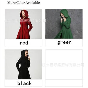 Solid Color Hoods Long Pendulum Slim Slim Fashion Simple Coat