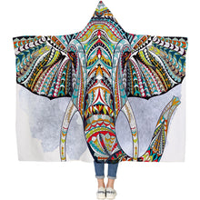 Load image into Gallery viewer, Elephant Series Ins Winter Hoodie Cape Blanket Cloak Plus Thick Double-layered Plush Digital Print Lazy Blanket