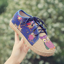 Load image into Gallery viewer, Pattern Owl Cute Colorful Cloth Lace Up Shoes