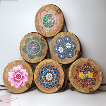 Load image into Gallery viewer, Boho Style Rattan Flower Pattern Round Bag