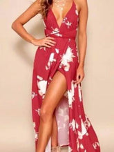 Load image into Gallery viewer, Beach fashion Sexy Backless Long Print Dress V-neck Dress 2018