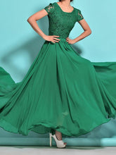 Load image into Gallery viewer, Elegant Solid Color Chiffon Short Sleeve Maxi Party Dress