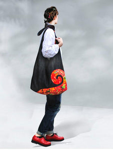 Vintage ethnic style denim bag