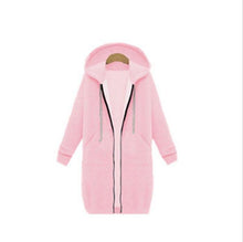 Load image into Gallery viewer, Autumn Winte Women Casual Long Zipper Hooded Jacket Hoodies Sweatshirt Vintage Plus Size 5XL Pink Outwear Hoody Coat Clothing
