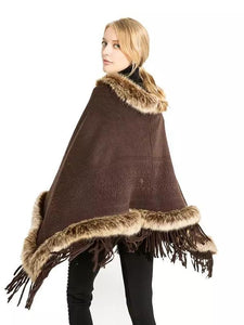 Women Artificial fur warm Pullover Cloak Shawl