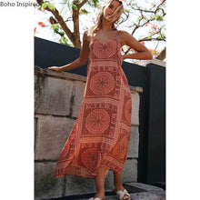 Load image into Gallery viewer, BOHO Inspired Long Boho Dress Sleeveless Straps Summer Dress V-neck Tunic Beach Women Dress