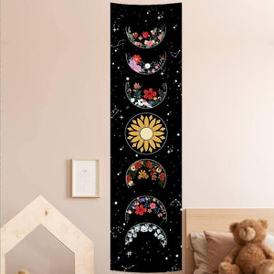 Black and White Moon Sun Wall Hanging Tapestry Moon Floral Throw Blanket Home Decor Wall Hanging Bohemian Wall Tapestries