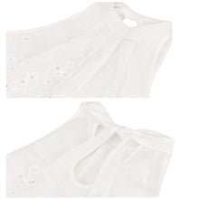 Load image into Gallery viewer, Women White Sleeveless Summer Hole Cropped Tops Casual Blouse