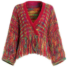 Load image into Gallery viewer, Cardigan Feminino Real Wool Women Sweaters And Poncho  New Women&#39;s Loose Cardigan Knit Hand-knitted Rainbow Tassels Woman