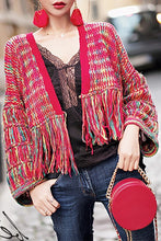 Load image into Gallery viewer, Cardigan Feminino Real Wool Women Sweaters And Poncho  New Women&#39;s Loose Cardigan Knit Hand-knitted Rainbow Tassels Woman