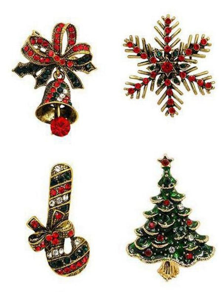 Alloy Creative Christmas Tree Santa Claus Pin Boutonniere