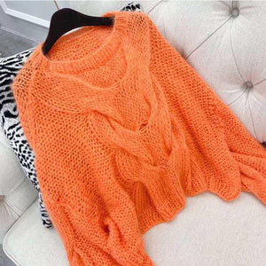 Cosmicchic Runway Loose Knit Mohair Sweater Large Lantern Sleeve Pullover Twist Sweater