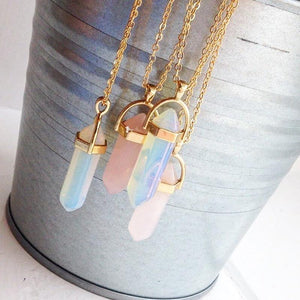 Personality Short Bullet Natural Crystal Stone Pendant Clavicle Necklace