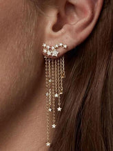 Load image into Gallery viewer, Stylish Tassel Style Star Alloy Earrings
