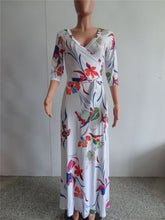 Load image into Gallery viewer, Sexy V Neck Floral Printed Big Swing Maxi Dress