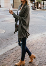Load image into Gallery viewer, Irregular Solid Color Turndown Collar Long Sleeve Cardigan Sweater