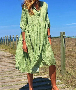 Fashion Women Summer Long Dress Print Causal Boho  Lady Plus Sundress Beach Dresses