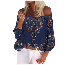 Load image into Gallery viewer, Floral Print Blouse Women Lace Thin Long Sleeve Off Shoulder Summer Tops Shirts