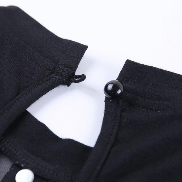 Mesh Patchwork Long Sleeve Bodycon Black Tops Women Gothic Punk Slim Turtleneck Streetwear