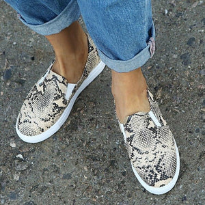 Women Casual  Snake Printing Women Vulcanized Flats Sneakers Shoes