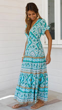Load image into Gallery viewer, Designer Women&#39;s Summer Holiday Dress Retro Printed V-neck Long Dress