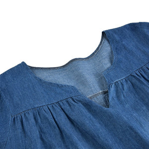 Summer Women's Baggy Tunic Dress Denim Shirt
