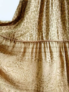 Leopard Print High Waist Elastic Drawstring Waist Causal Maxi Skirt