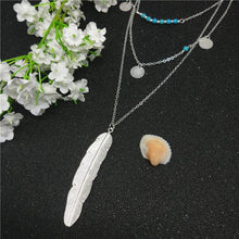 Load image into Gallery viewer, Boho Feather Leaf Multilayer Chocker Necklace Jewelry