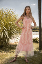 Load image into Gallery viewer, Boho Mesh Pink Ruffles 2 Pieces Sets Dress