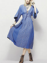 Load image into Gallery viewer, Solid Color Flare Sleeve Long Dresses Vintage Elegant Casual Dress