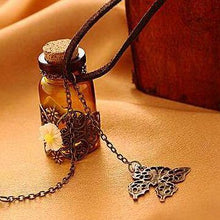 Load image into Gallery viewer, Long Leather String Of Carve Designs On Woodwork Cork Wish Bottle Necklace
