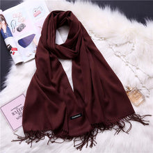 Load image into Gallery viewer, Winter Solid Color Warm Long Imitation Cashmere Shawls Scarf