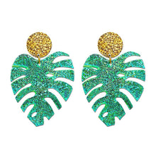 Load image into Gallery viewer, Trendy Tropical Plant Leaf Acrylic Drop Dangle Earrings Women Boho Green Monstera Jewelry