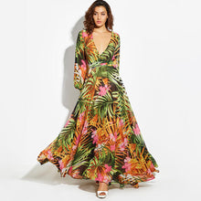 Load image into Gallery viewer, Maxi Boho OrangeTropical Floral Belt Plus Size Long Dress