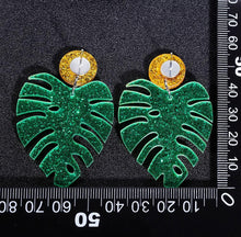 Load image into Gallery viewer, Trendy Tropical Plant Leaf Acrylic Drop Dangle Earrings Women Boho Green Monstera Jewelry