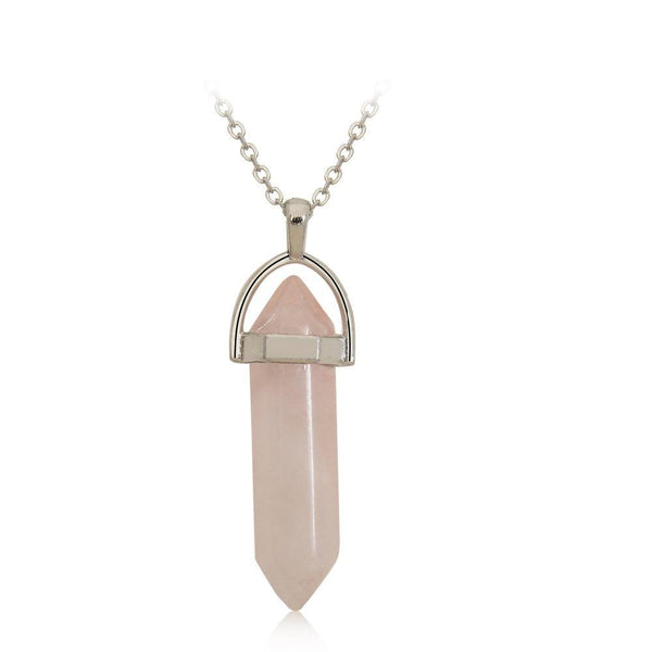 Personality Short Bullet Natural Crystal Stone Pendant Clavicle Necklace