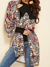 Load image into Gallery viewer, Ethnic Floral Spring Long Sleeve Side Split Casual Outerwear Retro Long Cardigan Jacket