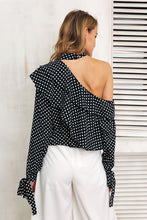 Load image into Gallery viewer, Sexy One Shoulder Polka Dot Lantern Sleeve Blouse Shirt