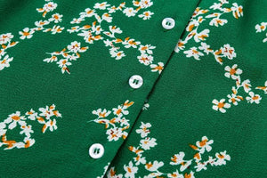 Boho Floral Print V-Neck Lace-up Mini Dress
